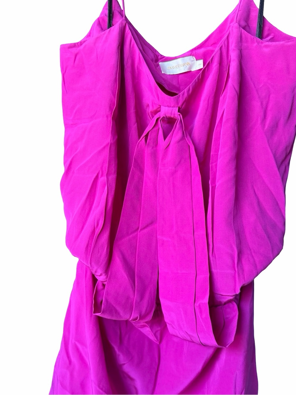 Zimmermann Fuchsia Silk Bow Mini Dress Size 2 - Picture 2 of 6